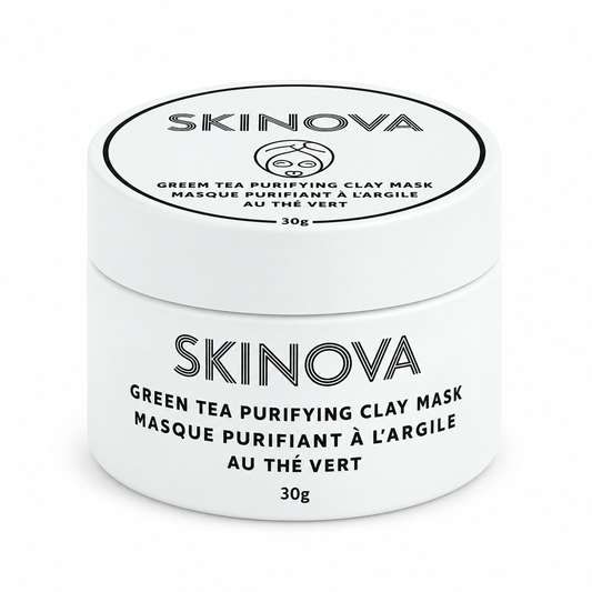 SKINOVA – Green Tea Purifying Clay Mask on white background